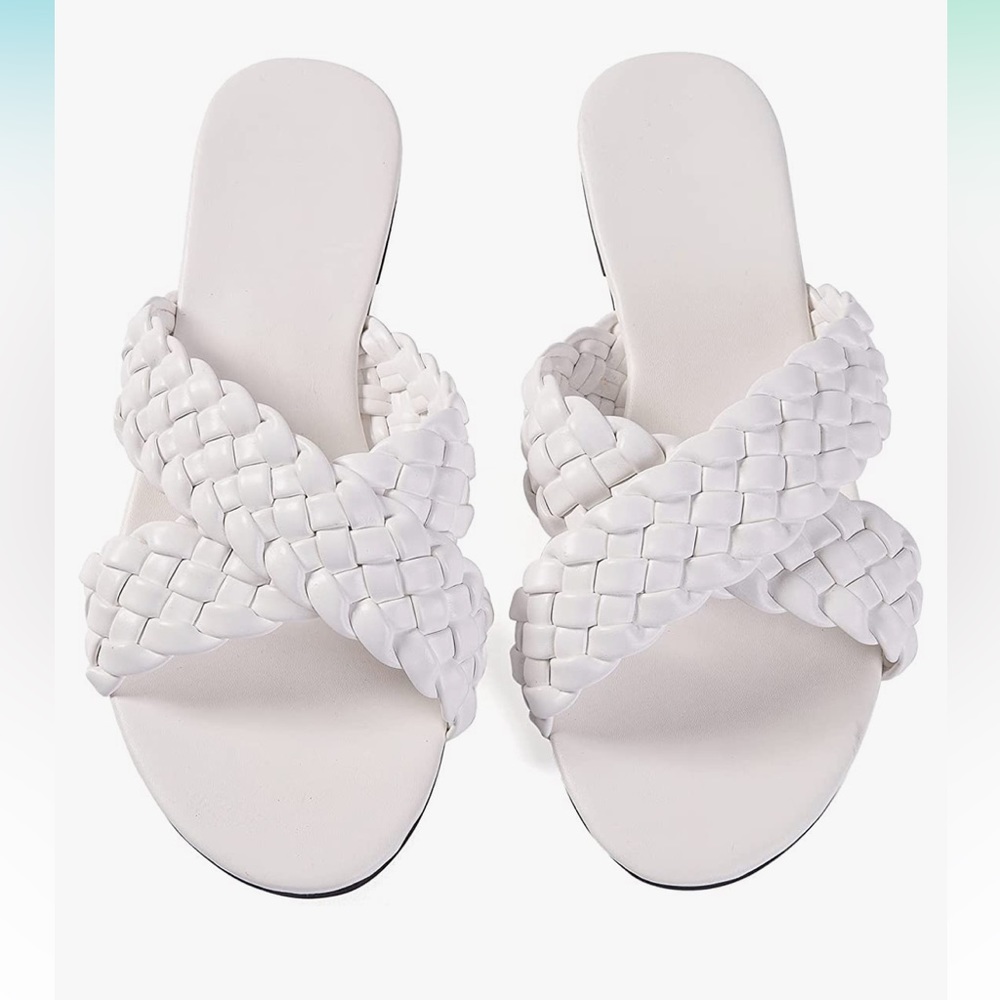 Braided Leather Crossover Sandals
